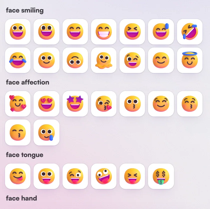 Icons: emoji.