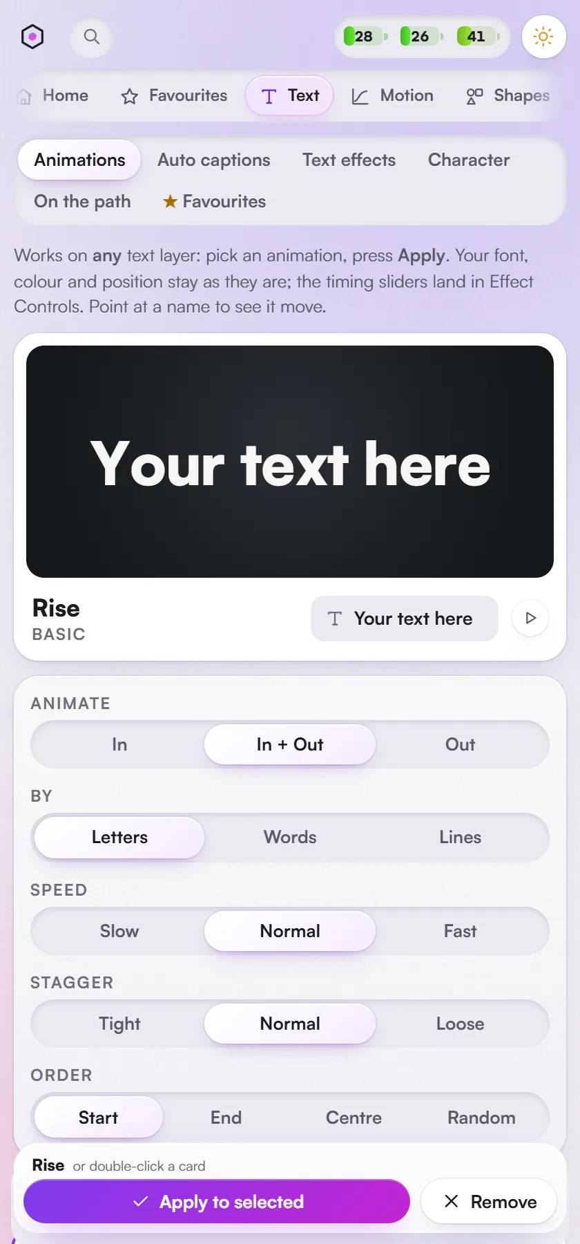 Text: animations.